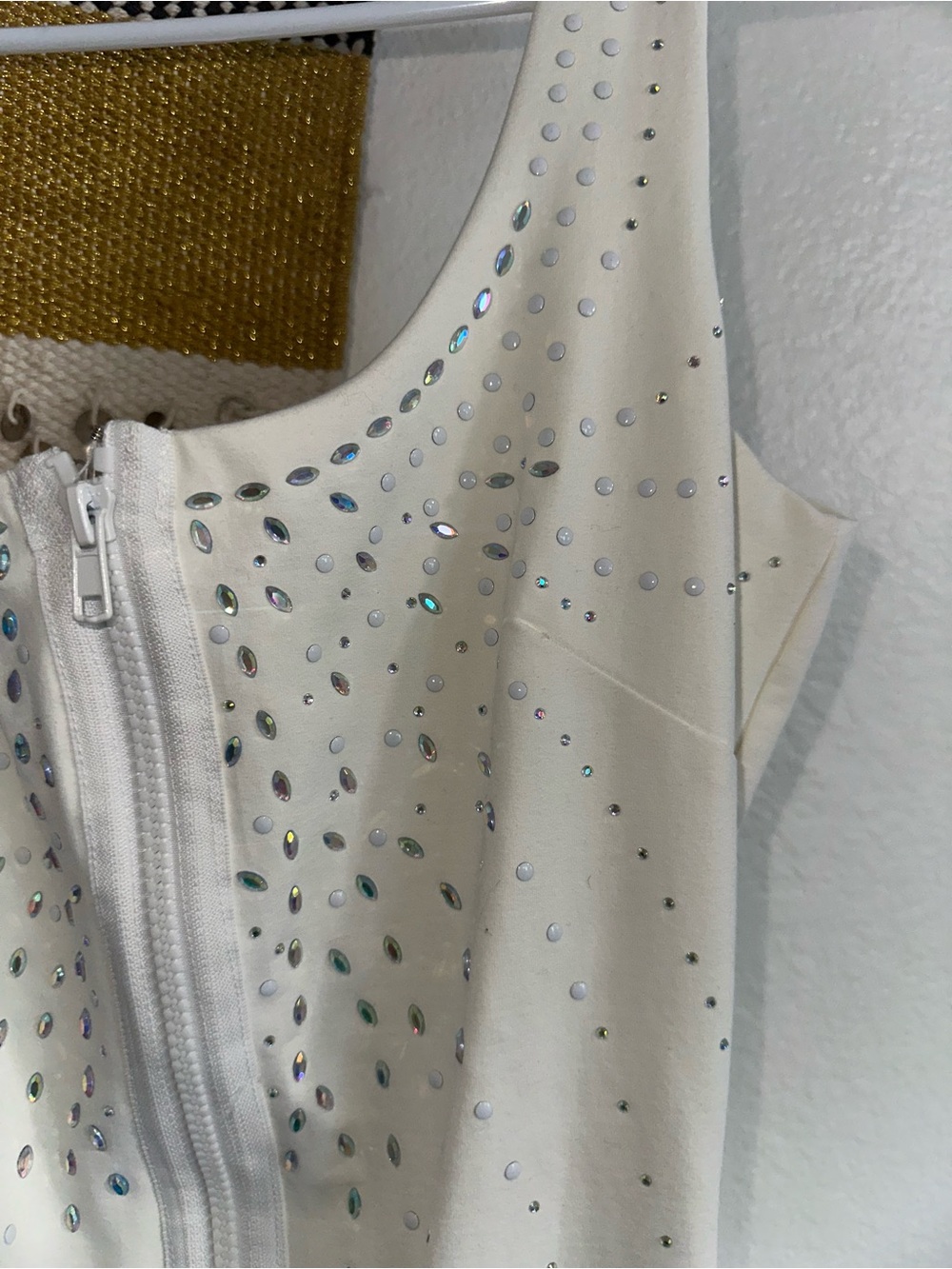 bebe White Rhinestone Tank Mini Dress - Picture 3 of 5